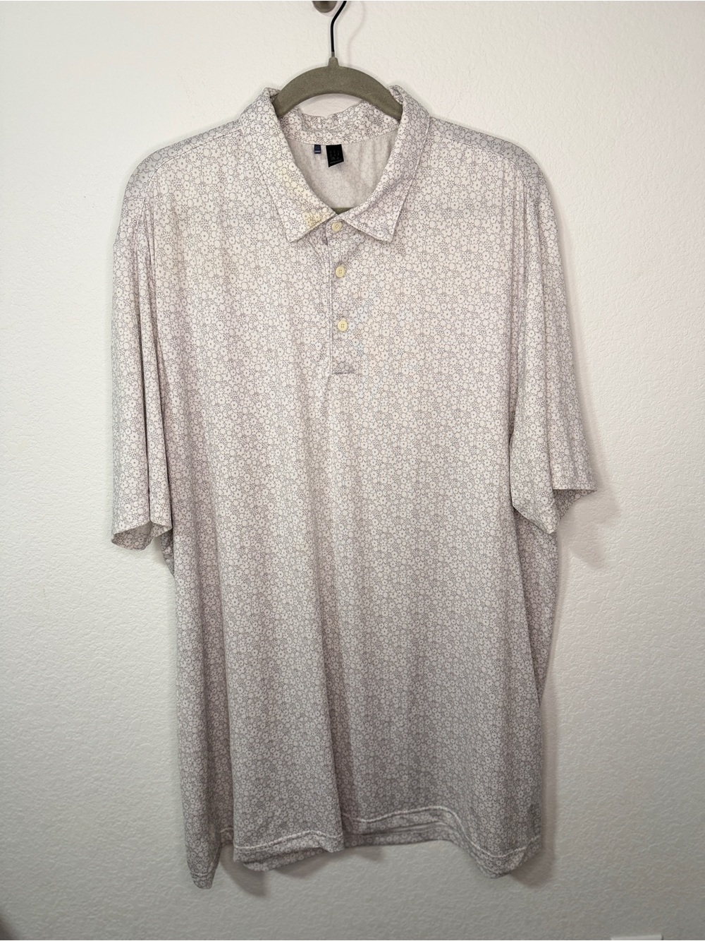 adidas Men's Light Beige Micro-Pattern Polo